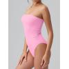 imageOQQ Womens Tube Bodysuits Strapless Basic Sleeveless Ruched Stretch ClassicFit Tops Sexy BodysuitsPink