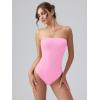 imageOQQ Womens Tube Bodysuits Strapless Basic Sleeveless Ruched Stretch ClassicFit Tops Sexy BodysuitsPink