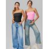 imageOQQ Womens Tube Bodysuits Strapless Basic Sleeveless Ruched Stretch ClassicFit Tops Sexy BodysuitsPink