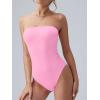 imageOQQ Womens Tube Bodysuits Strapless Basic Sleeveless Ruched Stretch ClassicFit Tops Sexy BodysuitsPink