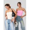 imageOQQ Womens Tube Bodysuits Strapless Basic Sleeveless Ruched Stretch ClassicFit Tops Sexy BodysuitsPink