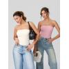 imageOQQ Womens Tube Bodysuits Strapless Basic Sleeveless Ruched Stretch ClassicFit Tops Sexy BodysuitsPink Bean Paste