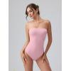 imageOQQ Womens Tube Bodysuits Strapless Basic Sleeveless Ruched Stretch ClassicFit Tops Sexy BodysuitsPink Bean Paste