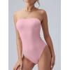 imageOQQ Womens Tube Bodysuits Strapless Basic Sleeveless Ruched Stretch ClassicFit Tops Sexy BodysuitsPink Bean Paste