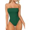imageOQQ Womens Tube Bodysuits Strapless Basic Sleeveless Ruched Stretch ClassicFit Tops Sexy BodysuitsJungle Green