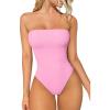 imageOQQ Womens Tube Bodysuits Strapless Basic Sleeveless Ruched Stretch ClassicFit Tops Sexy BodysuitsPink
