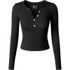 imageOQQ Women Crop Tops Yoga Shirts Seamless Long Sleeve Top Fashion Basic TeeBlack