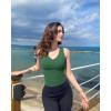 imageOQQ Women Shirts Sleeveless V Neck Stretch Clothes Basic Tank TopsJungle Green