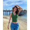 imageOQQ Women Shirts Sleeveless V Neck Stretch Clothes Basic Tank TopsJungle Green