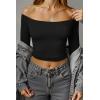 imageOQQ Women Tops Off The Shoulder Long Sleeve Tunics Casual ShirtsBlack