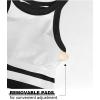 imageOQQ Womens Cerw Neck Sports Bra Workout Crop Striped Tank Tops Padded with Medium SupportBlack