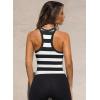 imageOQQ Womens Cerw Neck Sports Bra Workout Crop Striped Tank Tops Padded with Medium SupportBlack
