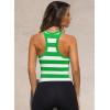 imageOQQ Womens Cerw Neck Sports Bra Workout Crop Striped Tank Tops Padded with Medium SupportLight Green