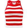 imageOQQ Womens Cerw Neck Sports Bra Workout Crop Striped Tank Tops Padded with Medium SupportRed