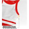 imageOQQ Womens Cerw Neck Sports Bra Workout Crop Striped Tank Tops Padded with Medium SupportRed
