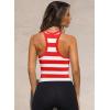 imageOQQ Womens Cerw Neck Sports Bra Workout Crop Striped Tank Tops Padded with Medium SupportRed