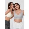 imageOQQ Womens Seamless Everyday Bra No Underwire Comfort Push Up Bras V Neck Soft Wireless Bralette Full Coverage Sport BraGrey