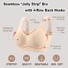 imageOQQ Womens Seamless Everyday Bra No Underwire Comfort Push Up Bras V Neck Soft Wireless Bralette Full Coverage Sport BraNude