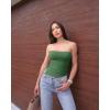 imageOQQ Womens Tube Tops Strapless Crop Tops Ruched Irregular Sleeveless Going Out 2025 Summer ShirtsJungle Green