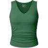 imageOQQ Women Shirts Sleeveless V Neck Stretch Clothes Basic Tank TopsJungle Green