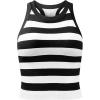 imageOQQ Womens Cerw Neck Sports Bra Workout Crop Striped Tank Tops Padded with Medium SupportBlack