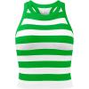 imageOQQ Womens Cerw Neck Sports Bra Workout Crop Striped Tank Tops Padded with Medium SupportLight Green