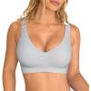 imageOQQ Womens Seamless Everyday Bra No Underwire Comfort Push Up Bras V Neck Soft Wireless Bralette Full Coverage Sport BraGrey
