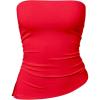 imageOQQ Womens Tube Tops Strapless Crop Tops Ruched Irregular Sleeveless Going Out 2025 Summer ShirtsRed