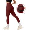 imageOQQ Women Yoga Leggings High Waisted Tummy Control Butt Lifting Gym Workout No Front Seam LeggingsAngola Red