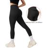 imageOQQ Women Yoga Leggings High Waisted Tummy Control Butt Lifting Gym Workout No Front Seam LeggingsBlack