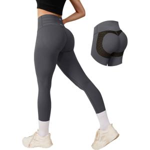 imageOQQ Women Yoga Leggings High Waisted Tummy Control Butt Lifting Gym Workout No Front Seam LeggingsDarkgrey