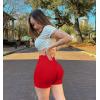 imageOQQ Women 2 Piece Workout Shorts Butt Lifting High Waist Yoga Athletic Gym Seamless ShortsBlack red