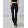 imageOQQ Yoga Pants Women High Waist Stripes Soft Casual Stretch Flared Bottoms TrousersBlack