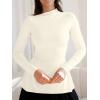imageOQQ Long Sleeve Top Women Mock Neck Casual Tops Tunics ShirtsBeige