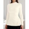 imageOQQ Long Sleeve Top Women Mock Neck Casual Tops Tunics ShirtsBeige