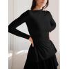 imageOQQ Long Sleeve Top Women Mock Neck Casual Tops Tunics ShirtsBlack