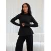 imageOQQ Long Sleeve Top Women Mock Neck Casual Tops Tunics ShirtsBlack