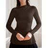 imageOQQ Long Sleeve Top Women Mock Neck Casual Tops Tunics ShirtsDarkbrown