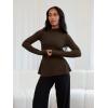 imageOQQ Long Sleeve Top Women Mock Neck Casual Tops Tunics ShirtsDarkbrown