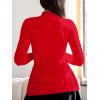 imageOQQ Long Sleeve Top Women Mock Neck Casual Tops Tunics ShirtsRed