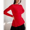 imageOQQ Long Sleeve Top Women Mock Neck Casual Tops Tunics ShirtsRed