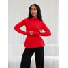 imageOQQ Long Sleeve Top Women Mock Neck Casual Tops Tunics ShirtsRed