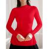 imageOQQ Long Sleeve Top Women Mock Neck Casual Tops Tunics ShirtsRed