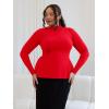 imageOQQ Long Sleeve Top Women Mock Neck Casual Tops Tunics ShirtsRed