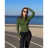 imageOQQ Workout Shirts Women Long Sleeve Yoga Tops Impact Half Zippy Tunics Running ShirtsArmygreen