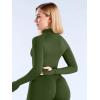 imageOQQ Workout Shirts Women Long Sleeve Yoga Tops Impact Half Zippy Tunics Running ShirtsArmygreen