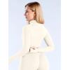imageOQQ Workout Shirts Women Long Sleeve Yoga Tops Impact Half Zippy Tunics Running ShirtsBeige