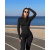 imageOQQ Workout Shirts Women Long Sleeve Yoga Tops Impact Half Zippy Tunics Running ShirtsBlack