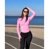 imageOQQ Workout Shirts Women Long Sleeve Yoga Tops Impact Half Zippy Tunics Running ShirtsPink