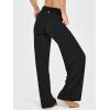 imageOQQ Yoga Pants Women High Waist Stretch Soft Casual Fold Over Straight Leg BottomsBlack